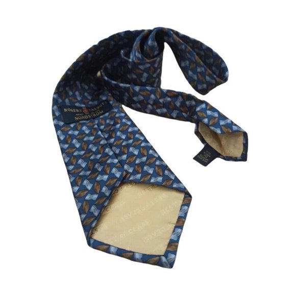 ROBERT TALBOTT Blue Geometric Silk Tie HANDMADE USA 58"/ 4" EC - Picture 7 of 7